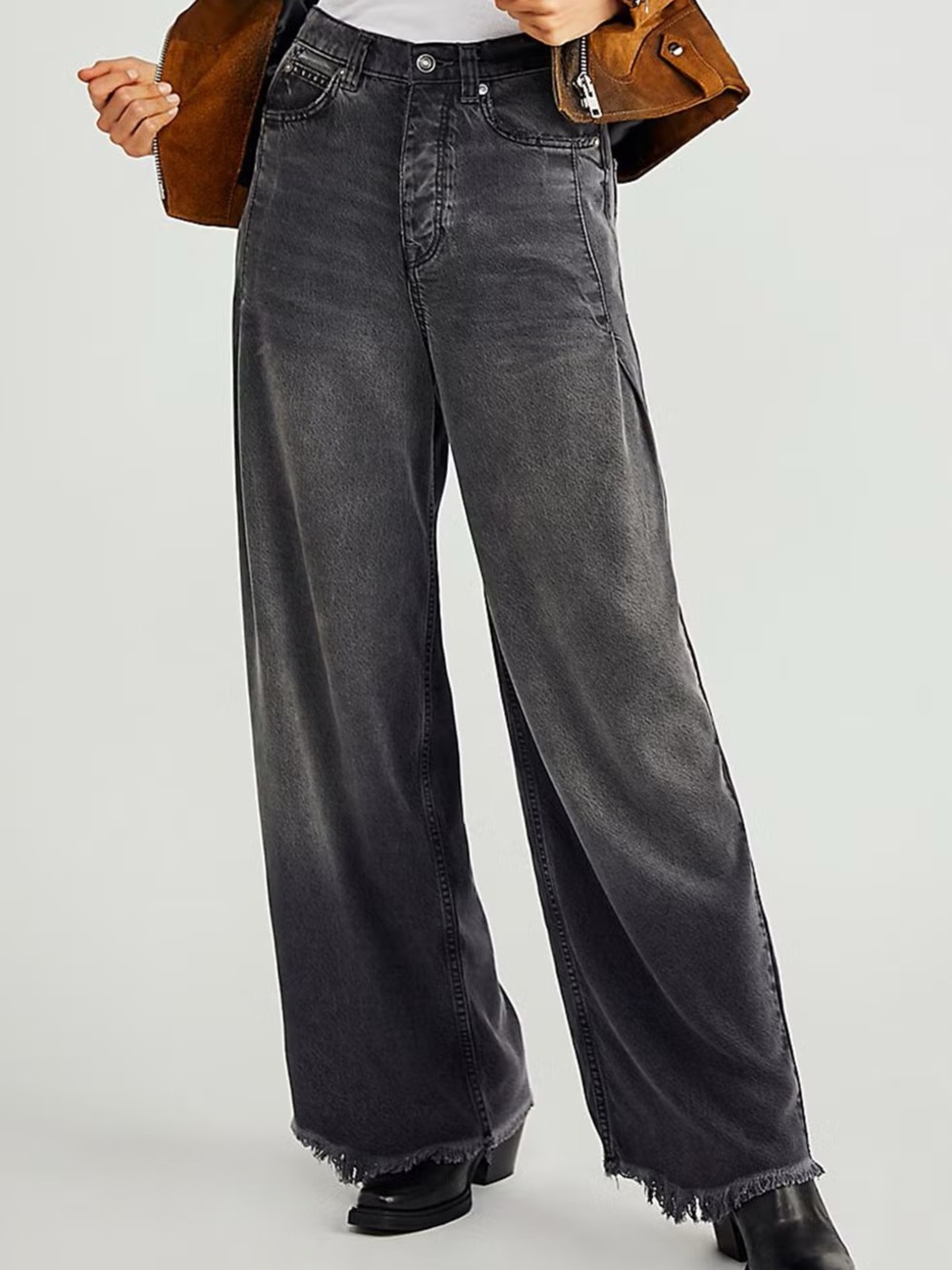 Free People We The Free Old West Slouchy Jeans black Sz 25 - Picture 4 of 9